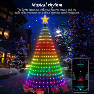 5Ft Smart Christmas Tree Lights - 400 LEDs With Remote & App Control - Music Sync, 11Modes - Green Wire, Suitable For Artificial Tree - Multicolor & Warm White For Indoo,Outdoor