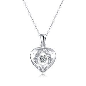 With You In My Heart - A Fashionable And Trendy Necklace Pendant Set With Top-quality Moissanite S925, Silver And Platinum-plated, Can Be Tested With A Diamond Pen