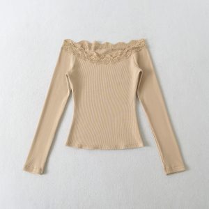 European And American Style Autumn Lace Patchwork Floral Long Sleeve