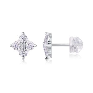Sweetheart French - Earrings Set With Top-quality Moissanite S925, Silver And Platinum-plated Stud Earrings, A Fashionable And Trendy Accessory That Can Be Tested With A Diamond Pen
