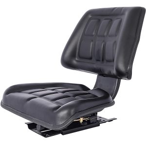 Tractor Seat W Backrest Black Slide Track Steel  PVC Compact Mower