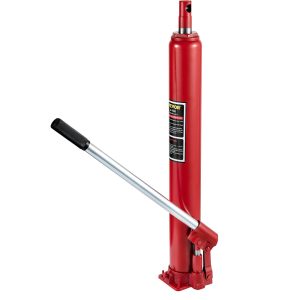 Hydraulic Long Ram Jack, 4 Tons/8818 Lbs Capacity, With Single Piston Pump And Flat Base, Manual Cherry Picker With Handle, For Garage/Shop Cranes, Engine Lift Hoist, Red
