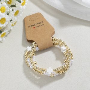 Fashion Cross Seed Bead Handmade Kraft Paper Bracelet