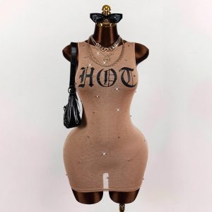 Women's Printed Sleeveless Sexy Waist-Cinching Sheath Dress