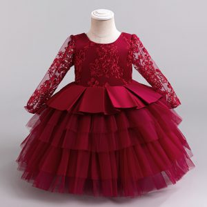 Children's Embroidered Princess Long-Sleeve Tutu For Piano Performance
