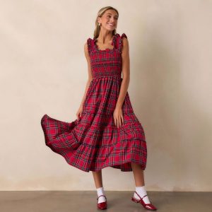 Casual Christmas Plaid Suspender Sleeveless Dress