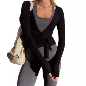 Solid Color Long Sleeved Sports Top