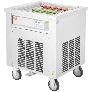 Fried Ice Cream Roll Machine, 19.7" X 19.7" Square Stir-Fried Ice Cream Pan, Stainless Steel Commercial Rolled Ice Cream Maker With Compressor And 2 Scrapers, For Making Ice Cream, Frozen Yogurt