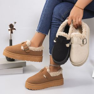 Women's Plus-size Snow Boots With Plush Lining And Thick Soles