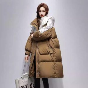 Mid-length Quilted Parka Fashionable Warm Hooded Women's Coat