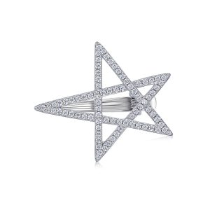 Pentagonal Hairpin - Set With Top-quality Moissanite S925, Silver And Platinum-plated Hairpin, A Fashionable And Trendy Accessory That Can Be Tested With A Diamond Pen