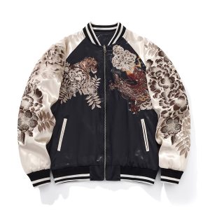 Mens Loose Fit Polyester Embroidered Chinese Style Jacket