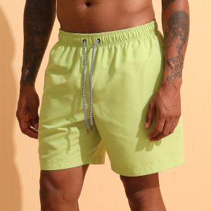 Solid Color Lined Men Swim Trunkscomfortable No Awkward Bulges Relaxed Fit And Quick Drying