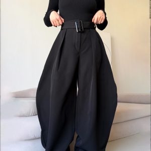 Black Oversized High-Waisted Wide Leg Pants