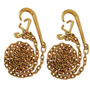 Grade S Transport Tow Chain J Hook Long Shank WR T J Grab Hook Yellow Zinc  Safe Working Load 2pcs