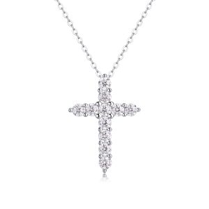 Faith - A Fashionable And Trendy Necklace Pendant Set With Top-quality Moissanite S925 Silver And Platinum-plated Gold Can Be Tested With A Diamond Pen In Gold Rose Gold