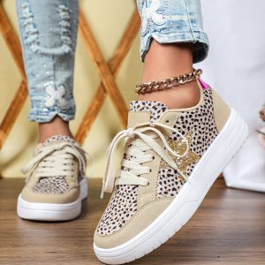 Mens And Womens Leopard-print Skate Shoes With A Personalized Retro Casual Sporty Style