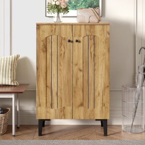 Modern Double-Door Shoe Cabinet With Large Storage Capacity, Multi-Layer Shelves And Space-Saving Entryway Organization For Hallway, Clean Design With Decorative Top Surface