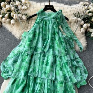 Rare Vacation-style Floral Chiffon Dress