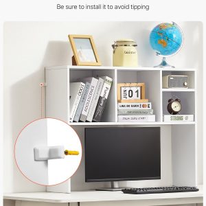 Desktop Bookshelf, 1-Tier Desktop Storage Organizer, 37" X 9.4" X 28.7" Office Storage Rack Wood Display Shelf, Desktop Bookshelf Hutch With Anti-Slip Feet Pads, For Office, Home & Dorm, White