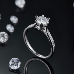1-carat Luxury And Fashionable Light Luxury Jewelry Silver Ring Set With Top-quality Moissanite, S925 Silver Plated Platinum