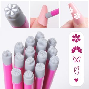 Nail Art Stamp Pen With Butterfly And Floral Designs DIY Nail Printing Pen Transfer Tool For Nail Art