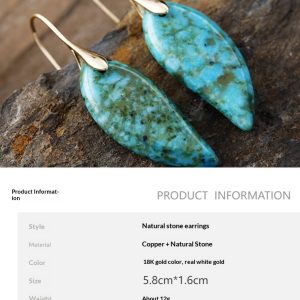 High-quality, Light-luxury Teardrop Natural Phoenix Stone Drop Earringstrendy European And American-style Vintage Jewelry From TEMU Thats Flying Off The Shelves