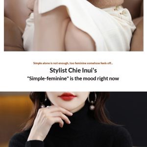 Womens High-neck Wool Sweater A Loose Versatile Knit Perfect For The Office