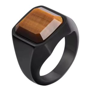 Multi-color Gemstone Titanium Steel Ring Vintage Style For Men