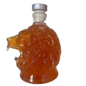 Creative Transparent Glass Lion-Head Liquor Bottle