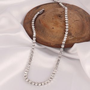 4mm Zircon Tennis Necklace In Stainless Steel