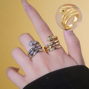 Zircon Snake Shaped Multi-layer Niche Temperament Ring