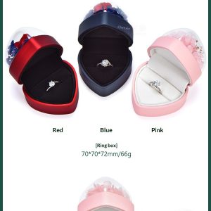 Heart-Shaped Rose Flower Ring Pendant Gift Box