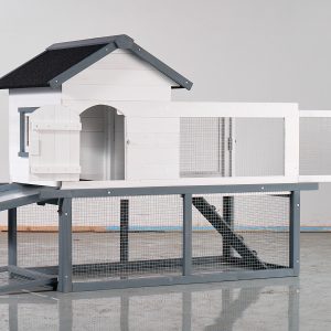 53-inch Double-tier Wooden Outdoor Indoor Waterproof Chicken Coop And Rabbit Hutch Complete With A Roof, Stairs, And A Removable Cleaning Tray Suitable For Small To Medium Pets.