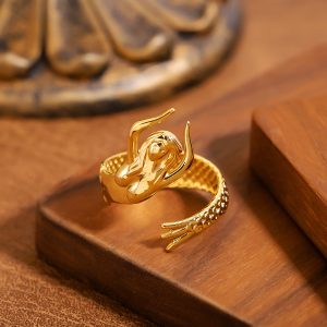 INS Style Ocean Inspired Ring For Women, Personality Vacation Style, Fashion Seahorse Stainless Steel Ring Jewelry