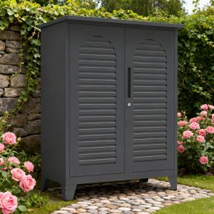 47 Tall Metal Tool Storage Cabinet, With Ample Storage Space For Garage,Warehouse,Garden,Office, Living Room,Bathroom,Utility Room  Slate