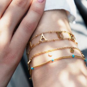 Custom Name Bracelet Double Chain Personalized Separate Initial Letter Bangle Stainless Steel Jewelry Exquisite Gift For Women