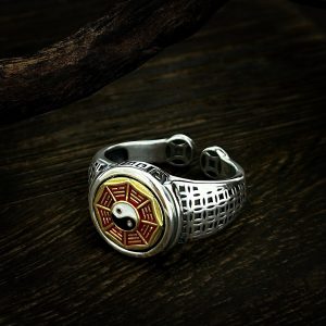 S925 Sterling Silver Taoist Jewelry Tai Chi Eight Trigrams Ring