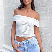 Women's Off-Shoulder Boat-Neckline Tube Top Casual Top